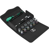 8100 SA 13 Zyklop Comfort Knarrensatz, 1/4", Werkzeug-Set schwarz/grün, 15-teilig, Comfort-Knarre mit Umschalthebel