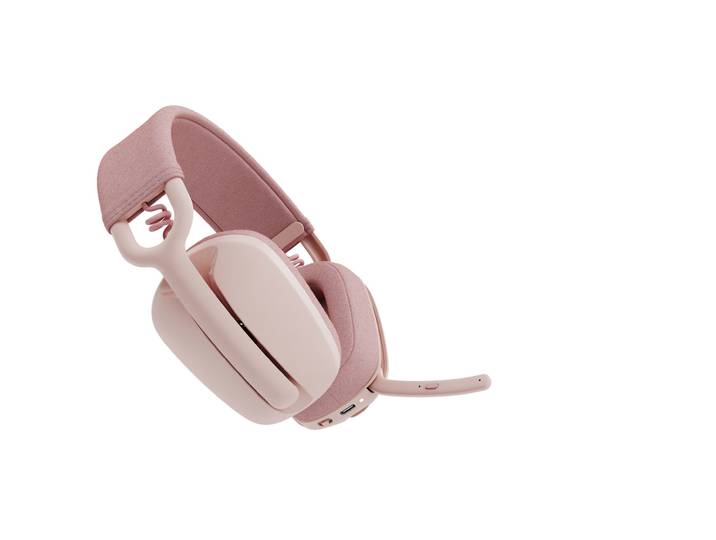 Logitech Casque sans fil Zone Vibe Wireless MS - Bluetooth, avec récepteur USB-A et USB-C - Certifié Teams - Rose