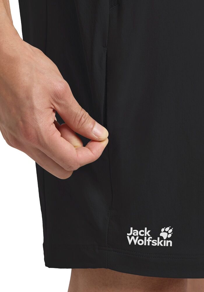 Shorts JACK WOLFSKIN "HIKEOUT SHORTS M", Herren, Gr. 54, Normalgrössen, schwarz, Obermaterial: 86% Polyamid, 14% sonstige Fasern. Futter: 100% Polyester, Hosen Shorts schwarz 54, Normalgrössen