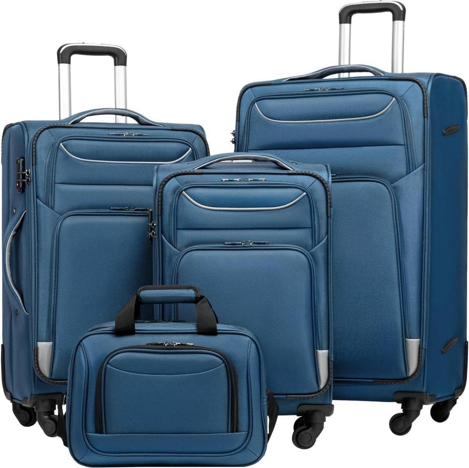 COOLIFE Koffer Set 4tlg Schwarz Handgepäck TSA-Schloss