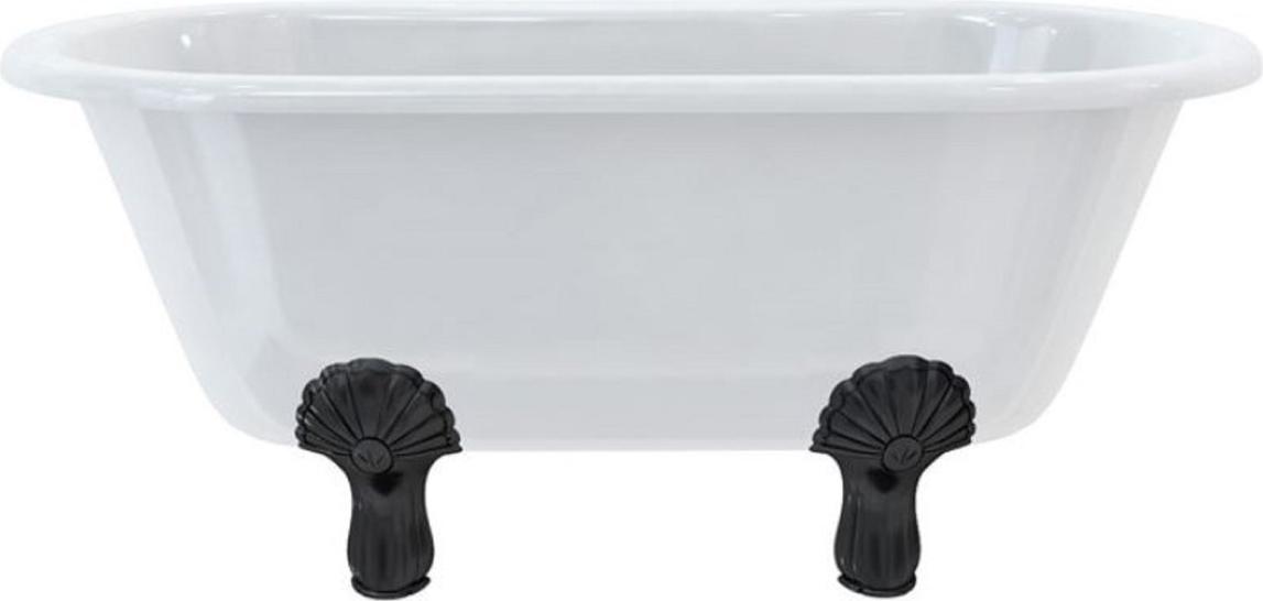 Casa Padrino Luxus Jugendstil Badewanne Weiß / Schwarz 150 x 75 x H. 63,5 cm - Freistehende Retro Acryl Badewanne - Retro Badezimmer Möbel