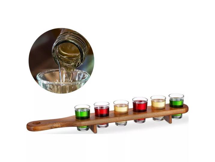 relaxdays - Servierplatte mit 6 Gläsern