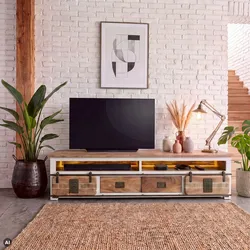 TV-Board Mango / Altholz 220x55x50 weiß lackiert RAILWAY LUX #532