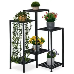 Relaxdays Blumenregal aus Metall Schwarz