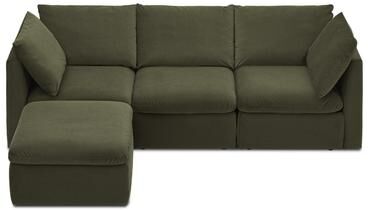 mopio Oversized Modular Sectional Sofa with Fully Removable Covers and Storage (Olive Green Velvet)