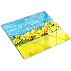 GLASPLATTE 60x52 cm Narzissen