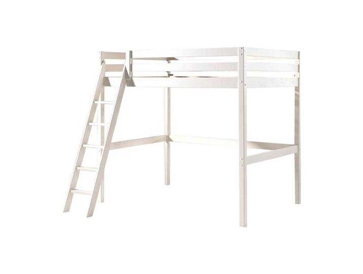 PINO Lit mezzanine 140x200 Blanc - VIPACK - Pin massif