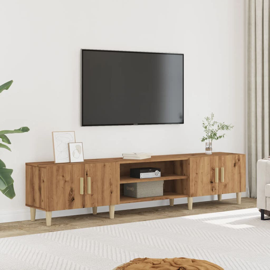 17 Stories Kyeisha TV Cabinet TV Stand Media Cabinet TV Unit Sideboard Engineered Wood Artisan Oak 70"