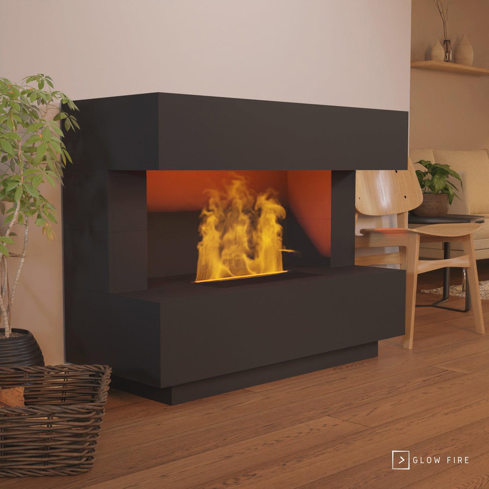 GLOW FIRE Elektrokamin 'Kant' | Wasserdampf Kamin mit OMC 500 in schwarz | HxBxT: 120x90x50 cm