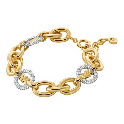 Armband MICHAEL KORS "Schmuck Geschenk Metall Armkette PREMIUM", gold (gelbgoldfarben, metallfarben, kristallweiß, kristallweiß), Armbänder, Damen, 20cm, Metall, Armband, mit Zirkonia (synth.)