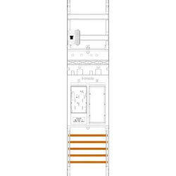 F-TRONIC Komplettfeld 63A 1Z eHZ mit Verdr ER6-HSP 1050x250mm SS_5p 300mm TSG