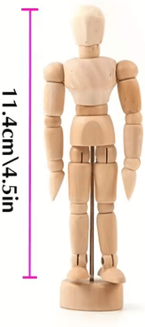 Inspire Picks Poseable Wooden Artist Mannequin Adjustable Drawing Reference Figure 11.4cm Wooden Man