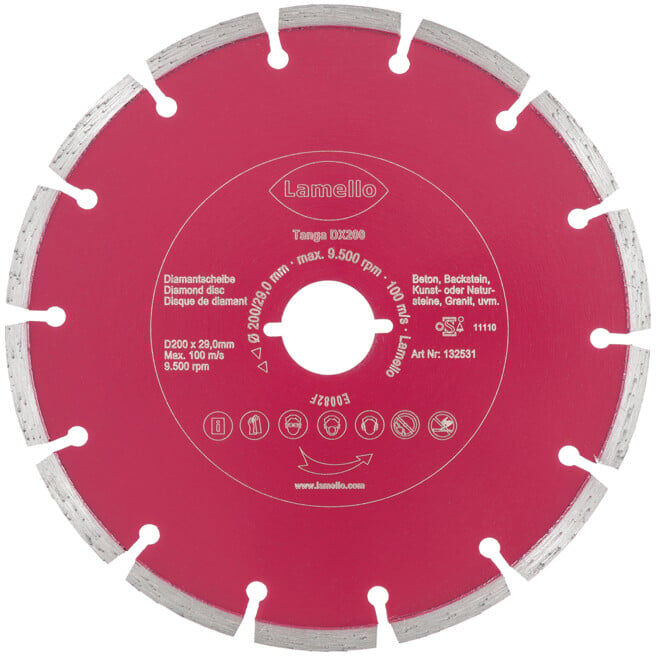 Lamello Disque diamanté de coupe pour Tanga DX200, diamètre 200 segmenté, avec fixation rapide (132531)