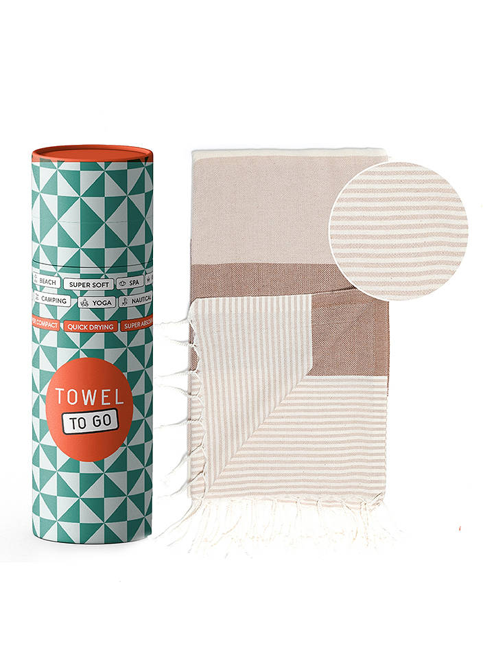Strandtuch "Towel To Go" in Beige/ Hellbraun - (L)180 x (B)100 cm - onesize