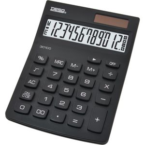 DESQ Taschenrechner New Generation Compact 3010009, 12-stelliges LC-Display, Solar- & Batteriebetrieb