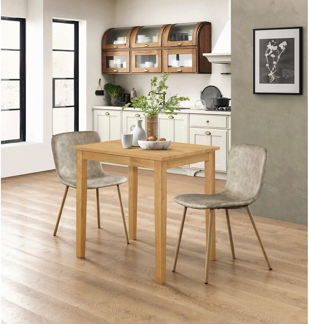 Norden Home Langdon 2 - Person Rubberwood Solid Wood Dining Set Oak 2