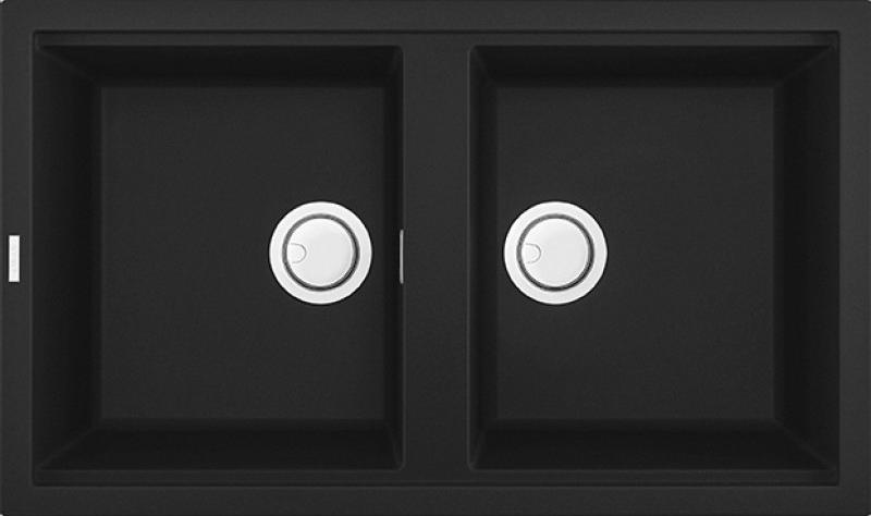 Elleci Best 450 Standard G40 LGB45040, Unterbauspüle, Rechteckig, Granitek, Schwarz, 2 Becken, Rechteckig
