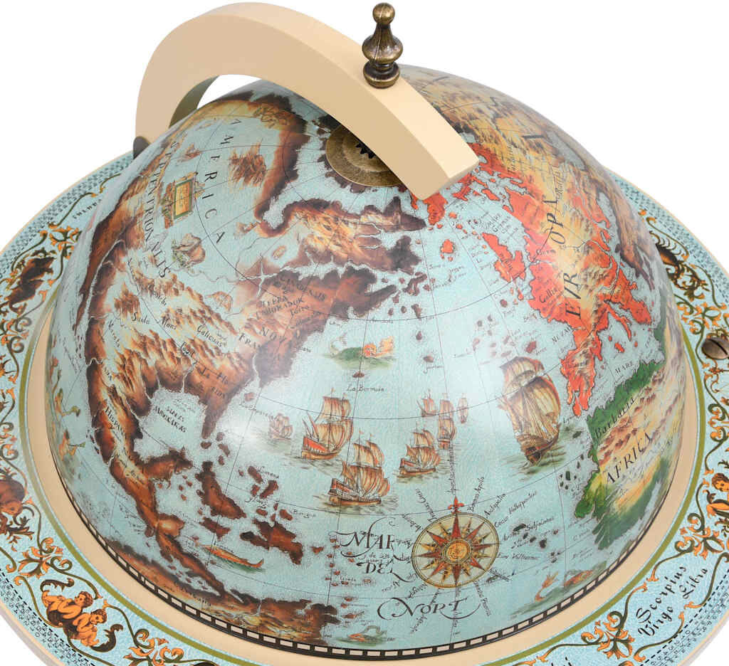 vidaXL Bar sous forme de globe Bois d'eucalyptus Bleu