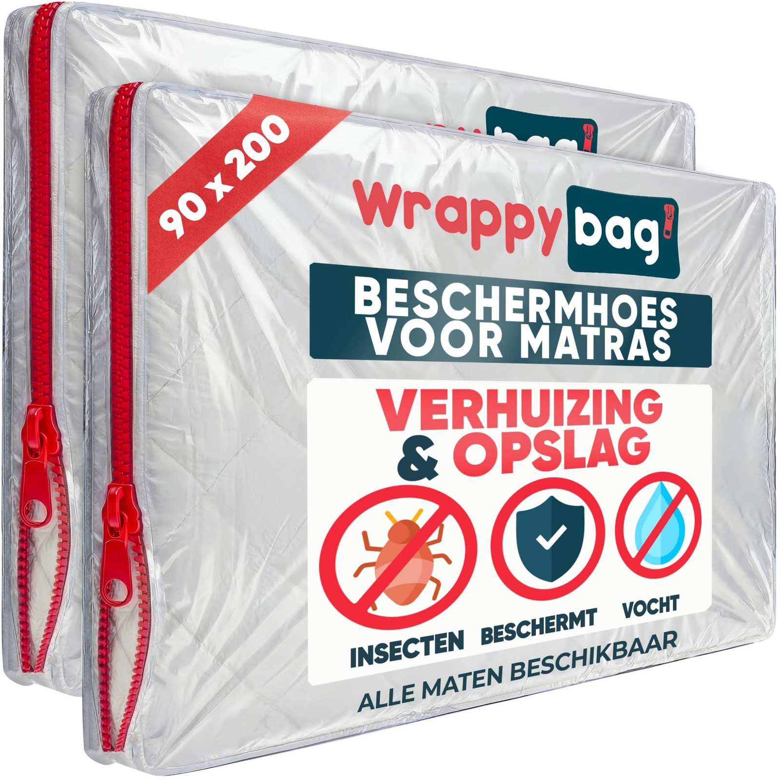 Set van 2 waterdichte matrasbeschermers voor volwassenen