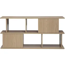 Niedriges Bücherregal mit Stauraum, helle Eichenholzoptik, L140 cm JANICE