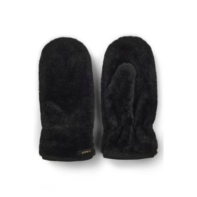 Fäustlinge HUGO "Beatris-F", Damen, Gr. S, schwarz (schwarz 001), Web, Kunstfaser, unifarben, Handschuhe Fäustlinge, in Kunstfell-Optik, gefüttert