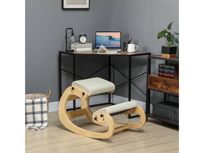 HOMCOM Chaise à Genoux Ergonomique Bois Réglable Bureau