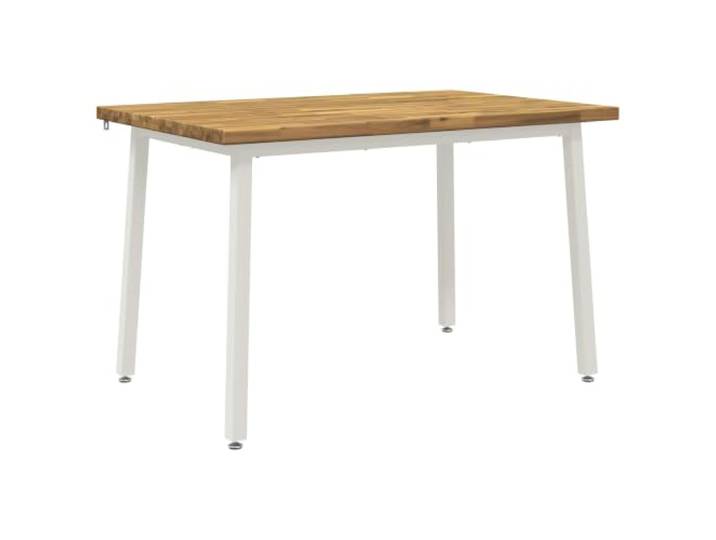 HFXHIJXQ Esstisch 120x80x75cm MassivholzAkazie Weiß Rechteckig Robuste Tischplatte mit verzinkten Stahlbeinen, verstellbare Füße für sicheren Stand im modernen Esszimmer.