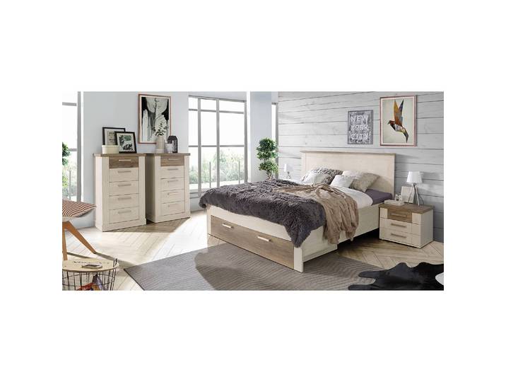 Nachtkommode Ludwig 50 x 44 x 42cm Weiß/Beige