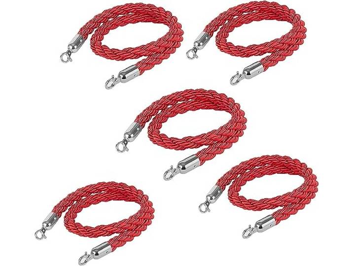 Verdrehtes Warteschlangenabsperrseil mit Haken Hanf geflochten(5 Pack,350Cm/138 in)