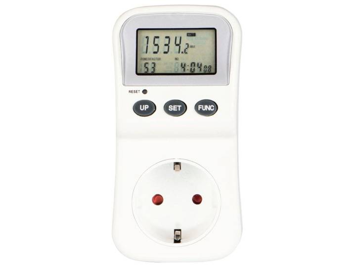 Energiekostenmessgerät HAMA, weiß, B:9cm H:23cm L:6,5cm, Kunststoff, Stromverbrauchsmessgeräte, Energiekostenmessgerät, digitaler Stromzähler für Steckdose, mit LCD-Anzeige