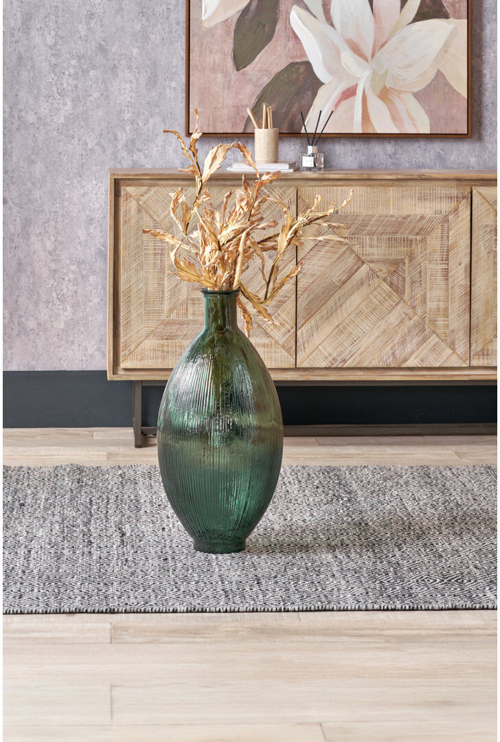 World Menagerie Glass Floor Vase 1 Sea Green 59cm H X 29cm W X 29cm D