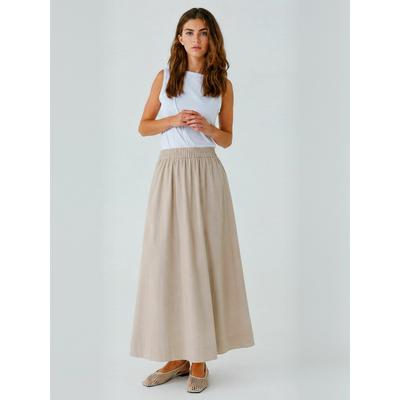Midirock NORR "NORR Skirt Lesta", Damen, Gr. 40, beige, Obermaterial: 100% Baumwolle, Röcke
