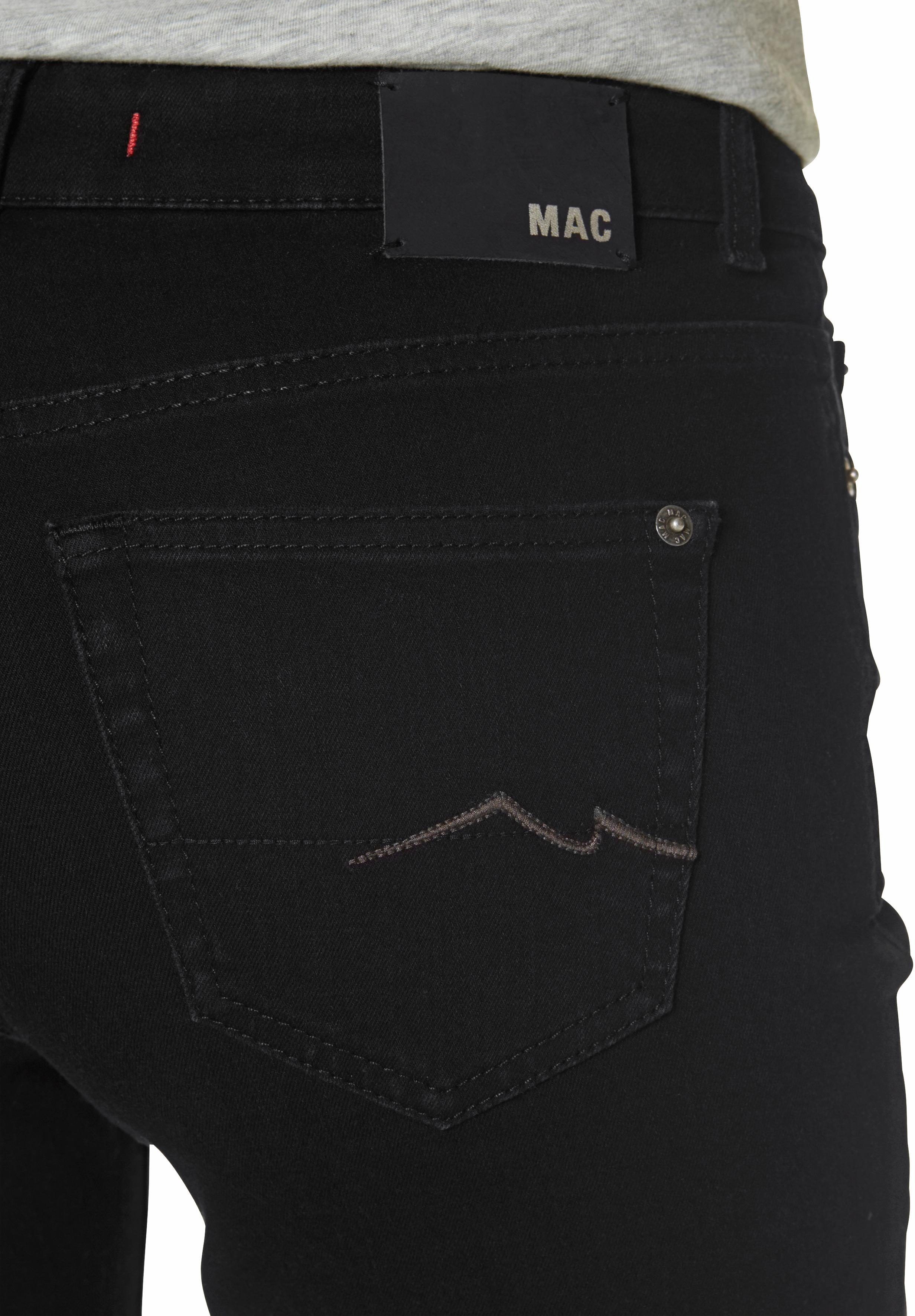 Stretch-Jeans MAC "Angela", Damen, Gr. 34, Länge 30, schwarz (schwarz30), Denim/Jeans, Obermaterial: 98% Baumwolle, 2% Elasthan, unifarben, figurbetont lang, Jeans Stretch-Jeans, schmal geschnitten schwarz30 34, Länge 30