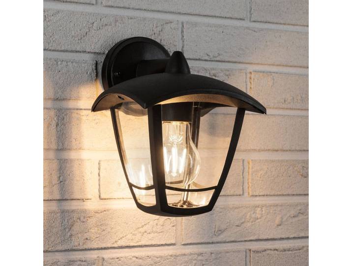 Paulmann Aussenwandleuchte Classic curved, dimmbar, schwarz, Kunststoff, Wandleuchte außen