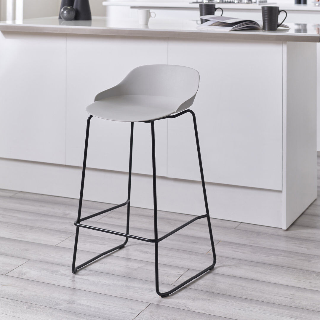Metro Nikhil Bar Stool Light Grey/Black 83cm H X 49cm W X 48cm D