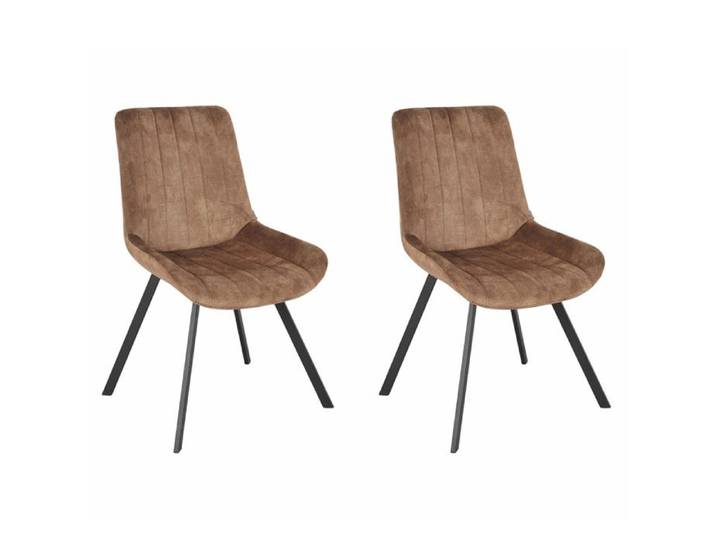 Lot 2 chaises en velours taupe rembourré et pieds métal - NANY 2 Meubletmoi