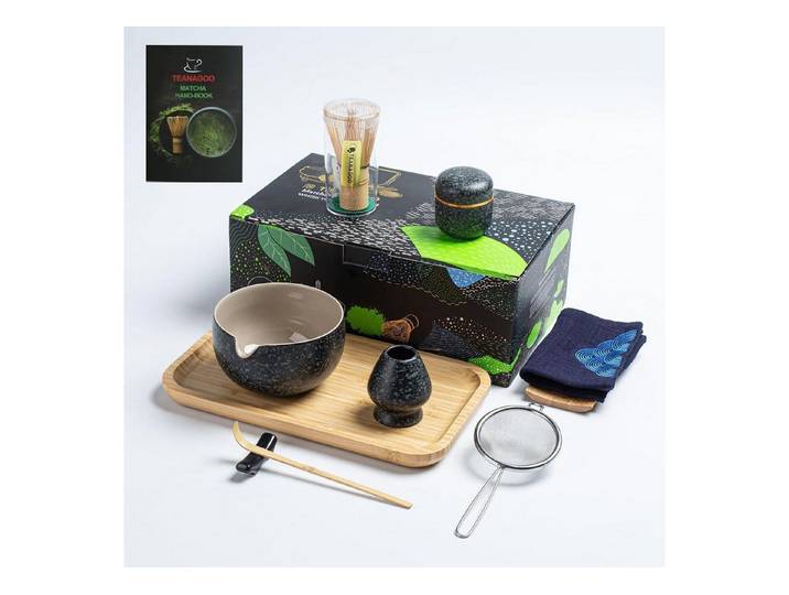 LuxusKollektion Teeservice Matcha Tee Set 10 Stück Set Schüssel mit Ausgießer Anthrazitgrau