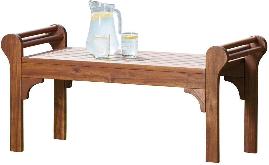 World Menagerie Guarino Rectangular Acacia Solid Wood Outdoor Coffee Table - 97 cm W 39 cm D Brown