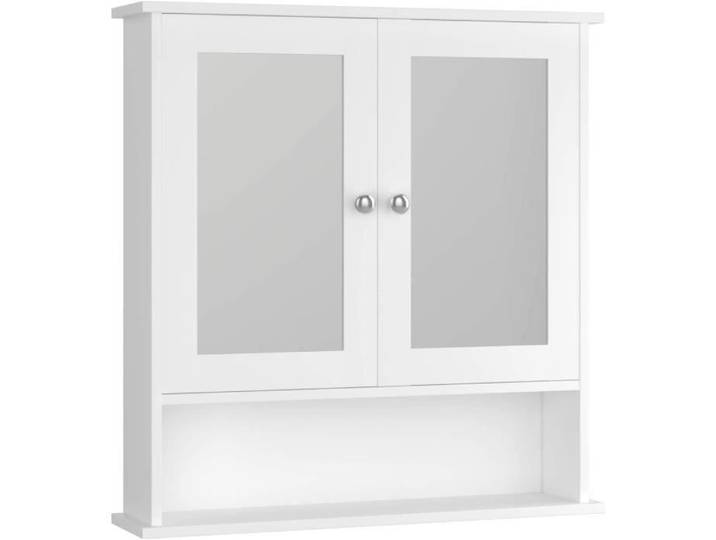 RELAX4LIFE Armoire Murale à Miroir 56x13x58CM - 3 Étagères Réglables & 2 Portes - Armoire Toilettes Suspendue Charge Max 15KG