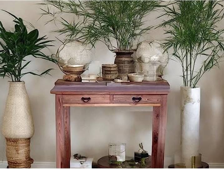 OPIUM OUTLET Schminktisch Telefontisch Schubladentisch Wandtisch Beistelltisch Konsolentisch Flurtisch Massivholz Teak Landhaus-Stil 110 x 45 x 75 cm