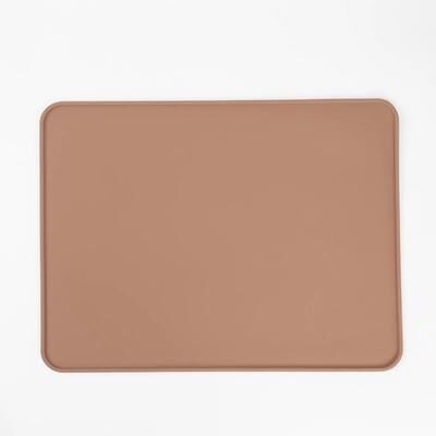 Uplift Treasures Waterproof Silicone Pet Feeding Mat With Raised Edge coffee