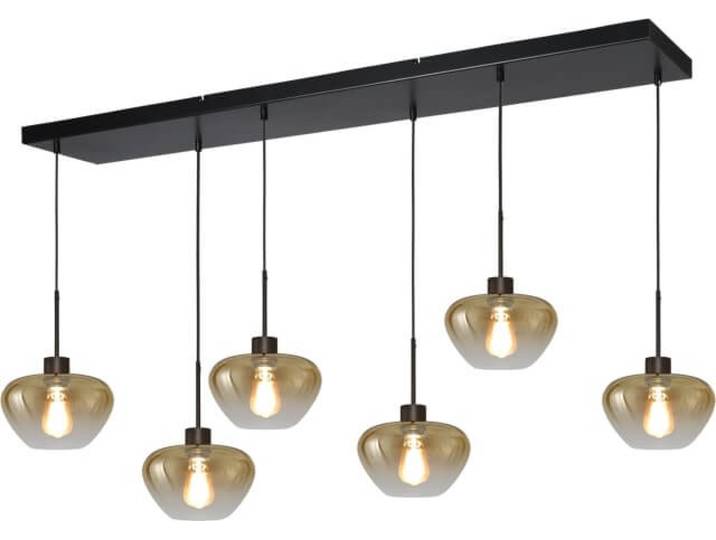 6-lichts hanglamp Genua zwart met goud glas Ø 24cm Masterlight - 2971-05-05-130-25624