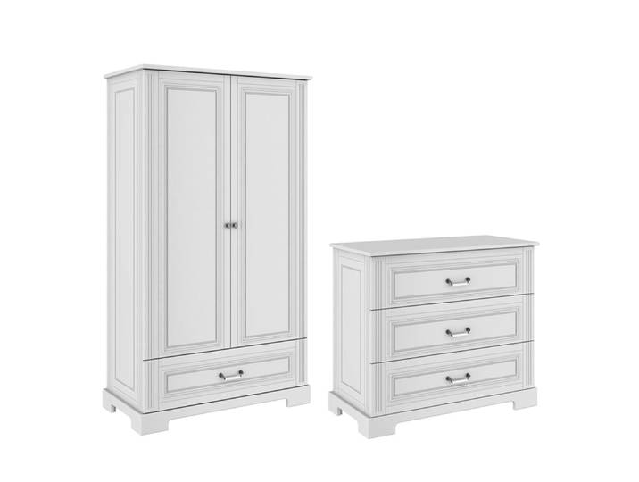 Commode 3 tiroirs et armoire 2 portes Bellamy Ines Blanc