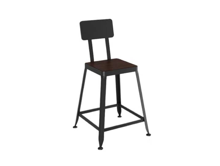 Bvn5kQ3dy Barstühle Hochstuhl aus Eisen, Sitzfläche Holz mit Rückenlehne
