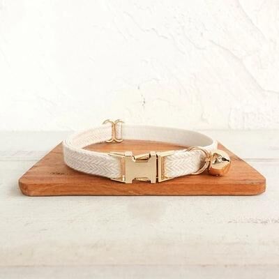 Uplifted Finds Customized Velvet Pet ID Collar With Bowknot & Bell white Collar l