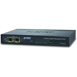 Planet 8-Port GE + 2-Port SFP Managed Desktop Switch (8 Ports), Netzwerk Switch, Schwarz