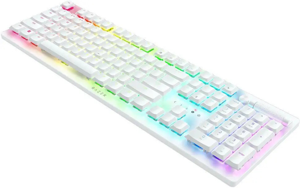 Razer DeathStalker V2 Pro Optisch Toetsenbord, Draadloos en Bekabeld, USB + RF + Bluetooth, RGB-verlichting, Wit, QWERTY