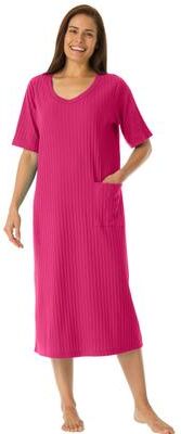 Plus Size Women's Ribbed Sleepshirt by Only Necessities in Raspberry Sorbet (Size 3X)