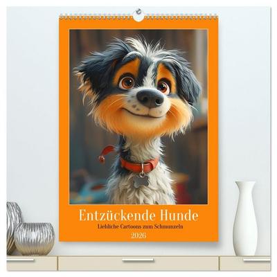 Entzückende Hunde. Liebliche Cartoons zum Schmunzeln (hochwertiger Premium Wandkalender 2026 DIN A2 hoch), Kunstdruck in Hochglanz