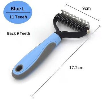 Uplift Essentials Professional Pet Deshedding Brush For Dogs And Cats blue L